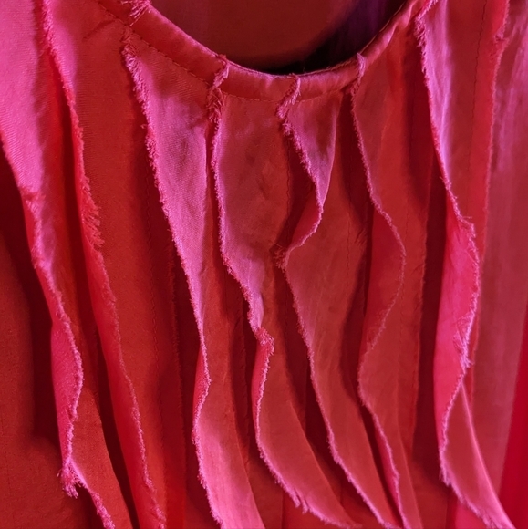 Gap Small Florescent Pink Tank Top Blouse w/ Frayed Accent - Picture 3 of 9